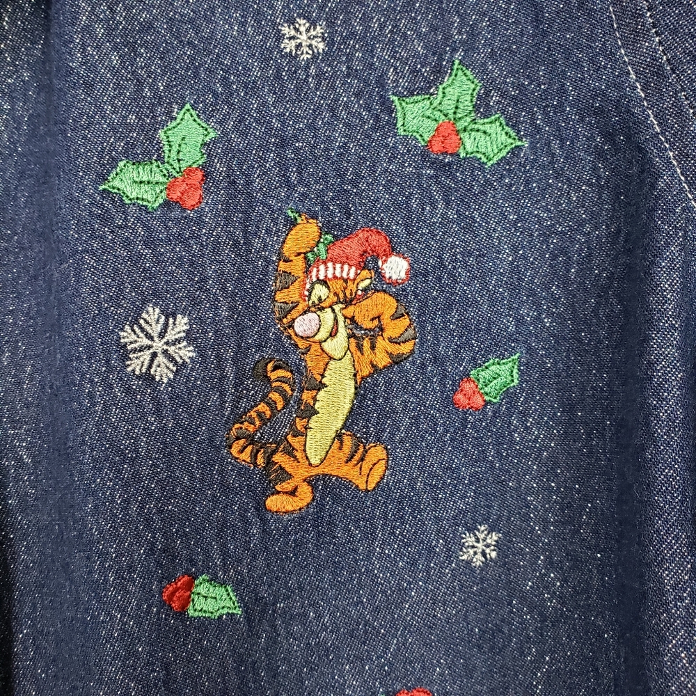 Disney Christmas Tigger Pooh Button Down Shirt L - Picture 2 of 6